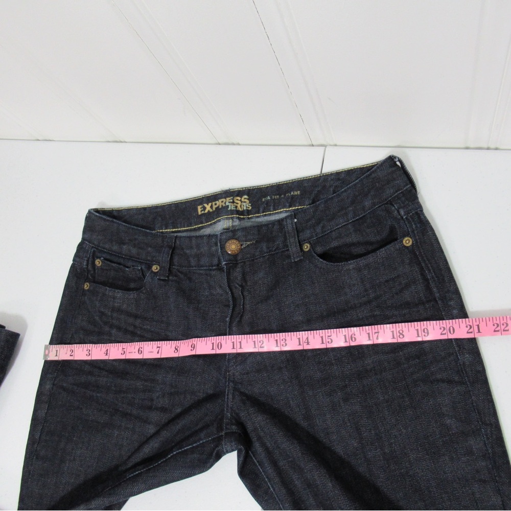 Express Dark Wash Eva Fit & Flare Wide-Leg Denim Jeans Size 10 Short - Picture 12 of 17